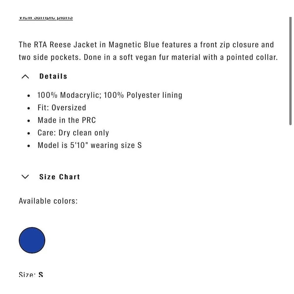 RtA‎ REESE JACKET MAGNETIC BLUE Oversized Size Medium NEW! MSRP $395 - Picture 5 of 10